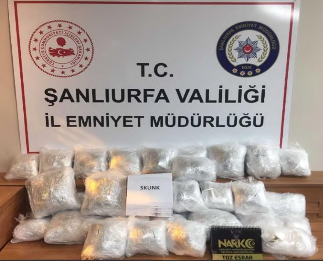 Urfa’da dev operasyon! 20 kg Skunk ele geçirildi