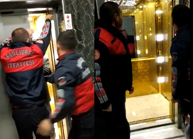 Urfa’da asansör’de mahsur kalan vatandaşları kurtarıldı