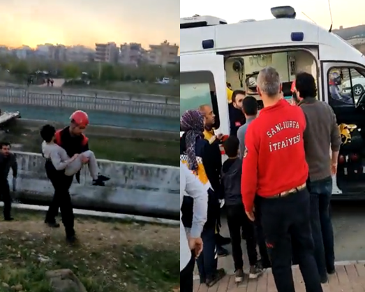 Urfa’da sulama kanalına düşen çocuğu itfaiye ekipleri kurtardı