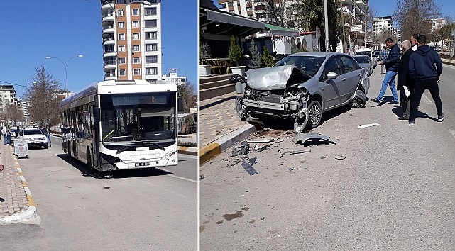 Karaköprü'de toplu taşıma aracı ile otomobil çarpıştı!