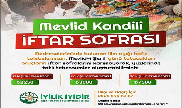 İyilik İyidir Derneği'nden Mevlid Kandili Programı Duyurusu