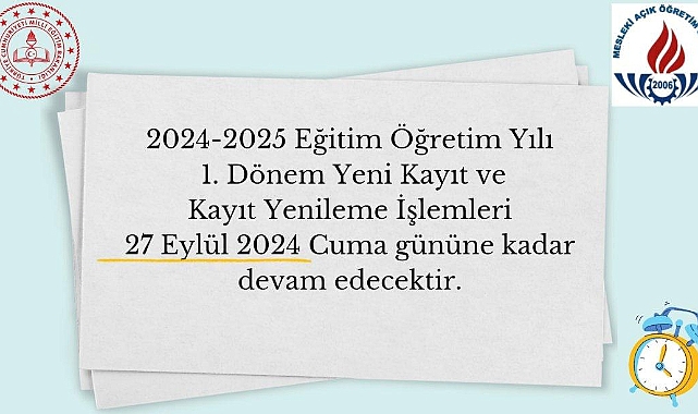 Mesleki Açık Öğretim Lisesi Kayıtları İçin Geri Sayım Başladı!