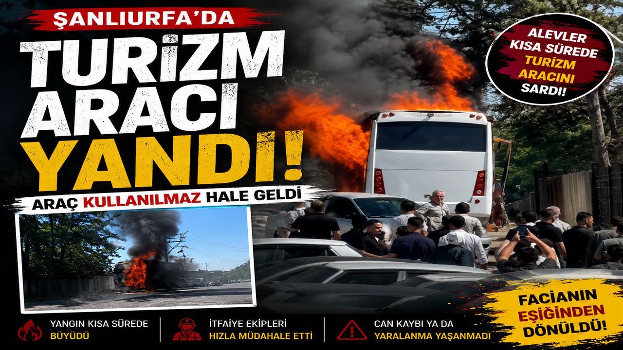 Şanlıurfa’da Turizm Aracı Yanarak Kullanılamaz Oldu